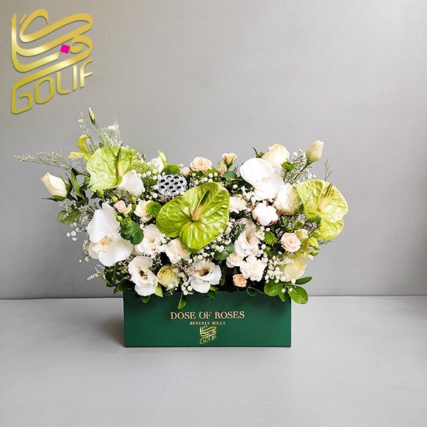 باکس گل تبریک هدیه عاشقانه تولد ارسال رایگان زیبا لاکچری ارسال فوری سریع گل فروشی آنلاین گل فروشی گلیف جعبه گل زیبا لاکچری آنترویم لیلیوم ارکیده